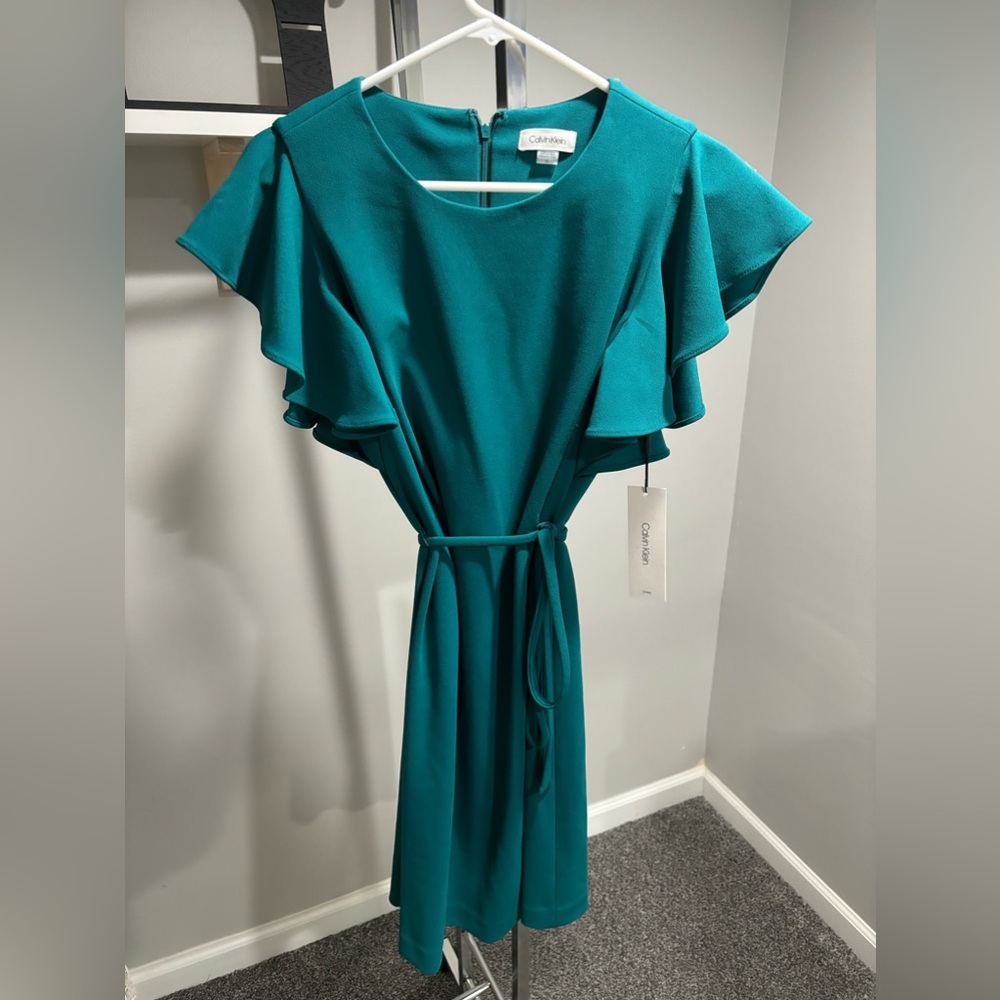 Calvin Klein Teal Short Sleeve Dress Size 10 NWT